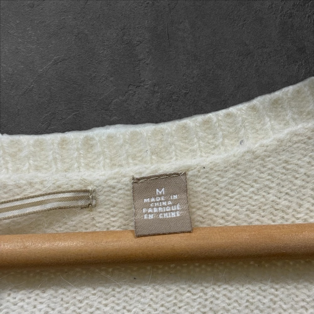 Knitted & Knotted Anthropologie Cardigan Gray Wool Angora Silk Puff Sleeve Sz M - Picture 4 of 10